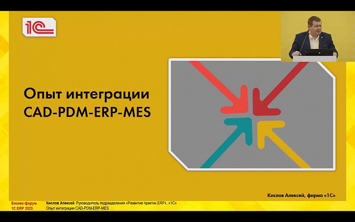 Опыт интеграции CAD-PDM-ERP-MES (10-й Бизнес-форум 1С:ERP 13 октября 2023 г., Кислов Алексей, «1С»)