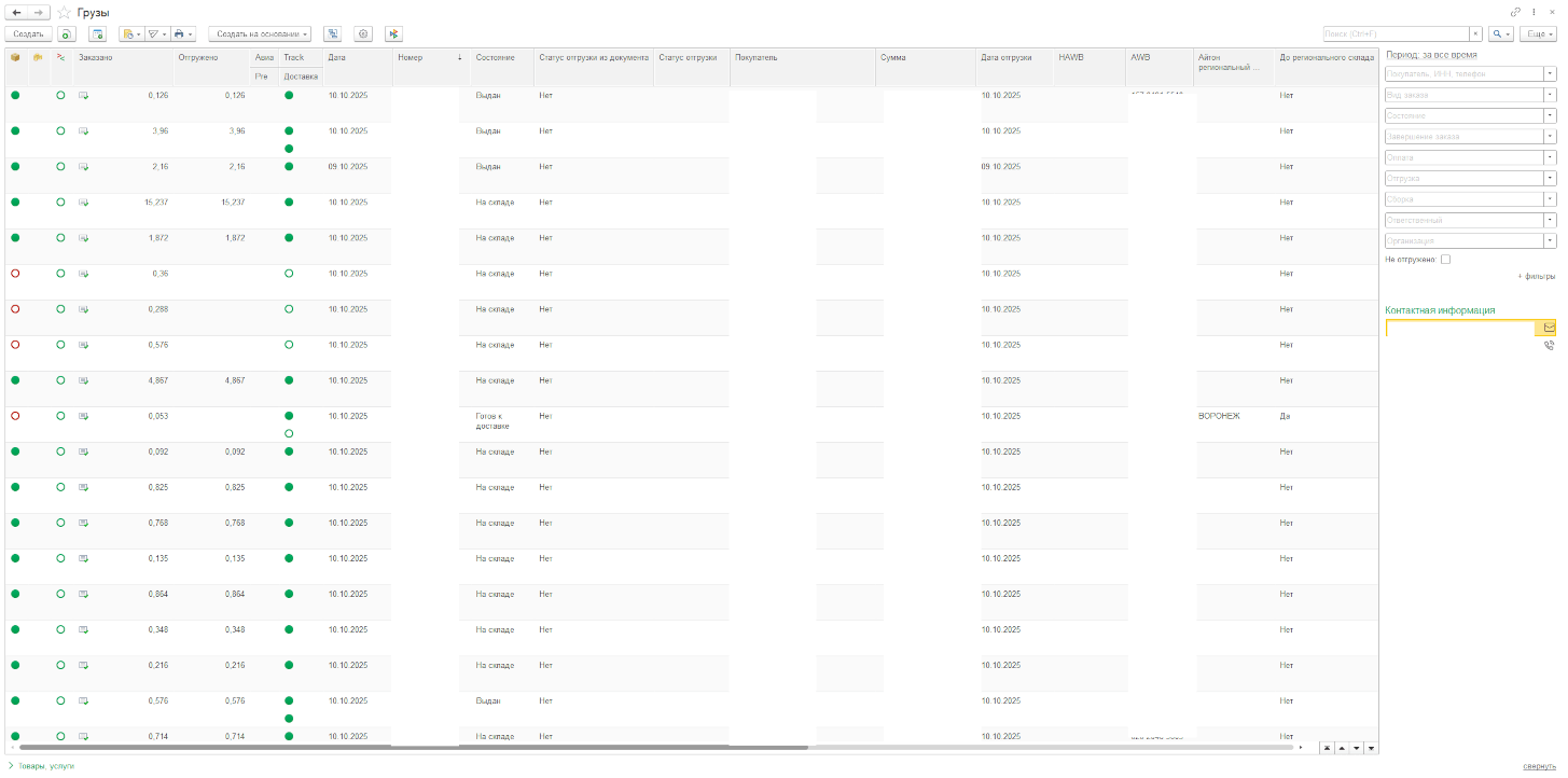 Автоматизация логистики для самых нежных поставок. Повысили рентабельность услуг в 1С:УНФ, Теперь со всеми заказами на перевозку можно работать в одном окн